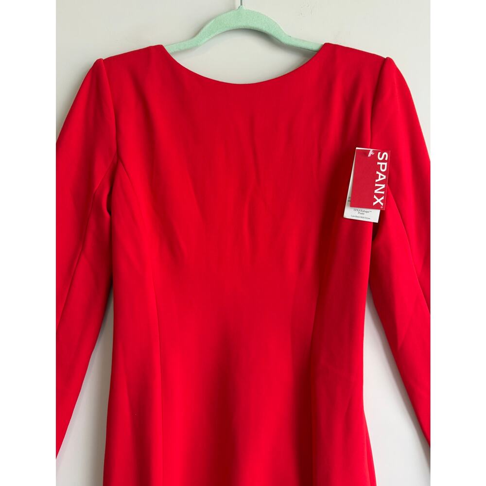 Spanx Ponte Low-Back Long Sleeve Midi Dress Red Small Office Career Professional - Picture 8 of 16